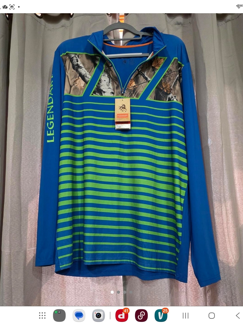 Legendary Whitetails Blue and Green Striped Performance Hoodie